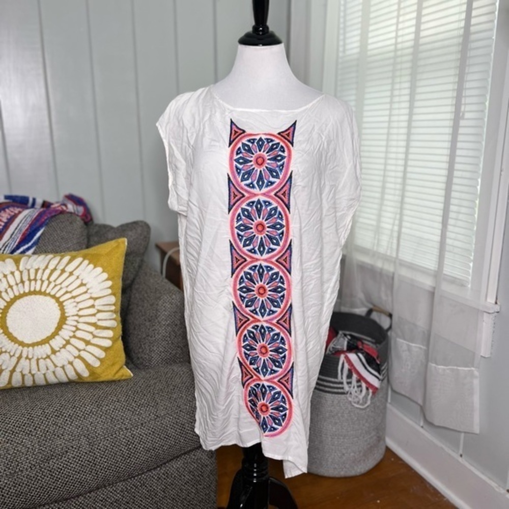 Milly Embroidered Cape Swimsuit Coverup, Multicolor